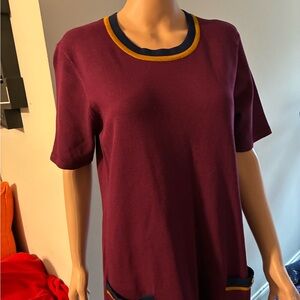 Antthony Burgundy Top with Navy and Gold Trim